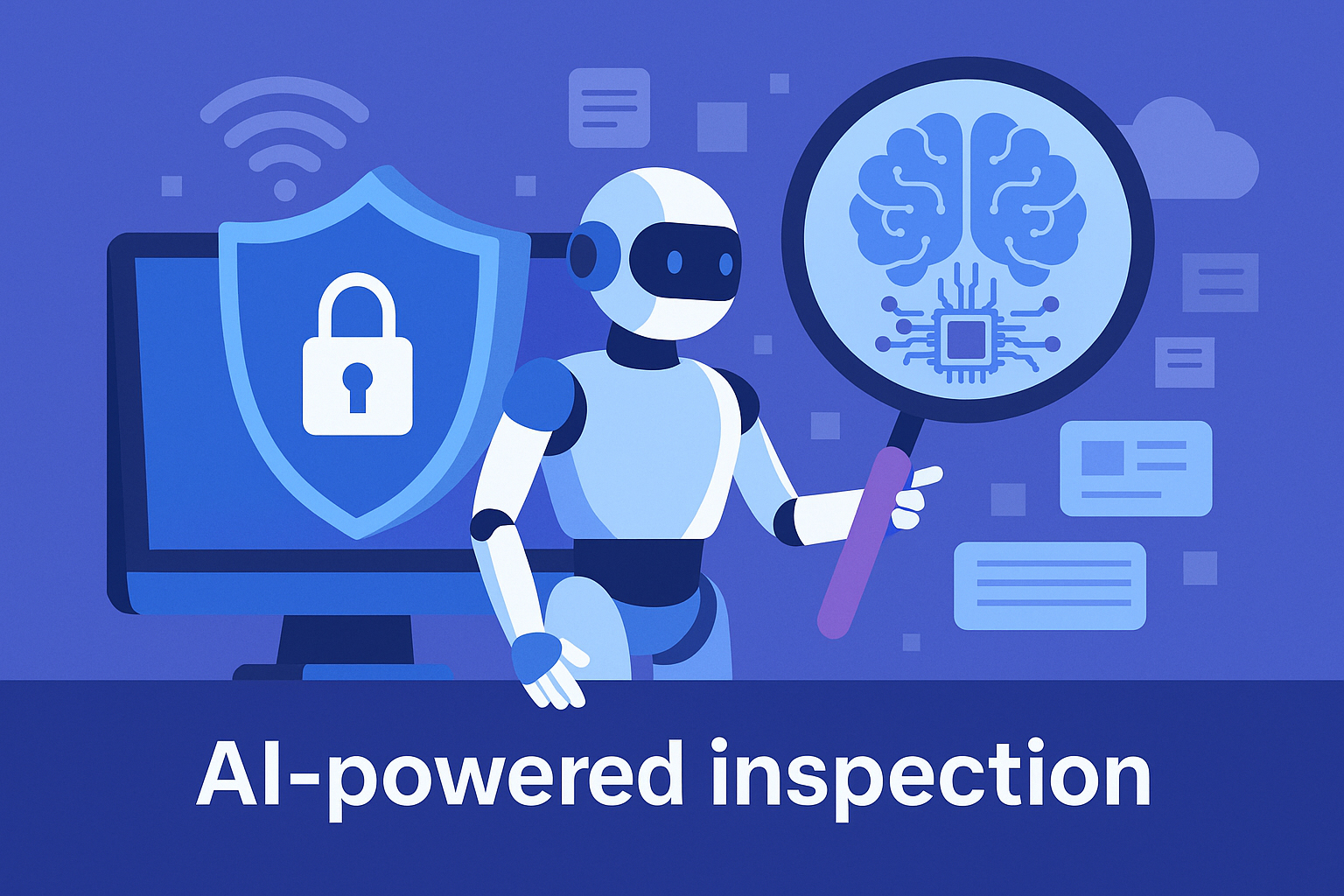 Secure enterprise browser illustration representing data protection and AI inspection